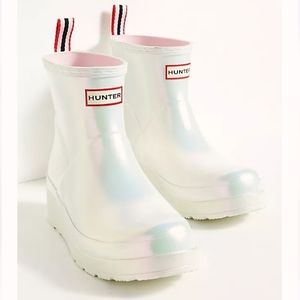 Hunter Pearlescent White Ankle Rain Boots